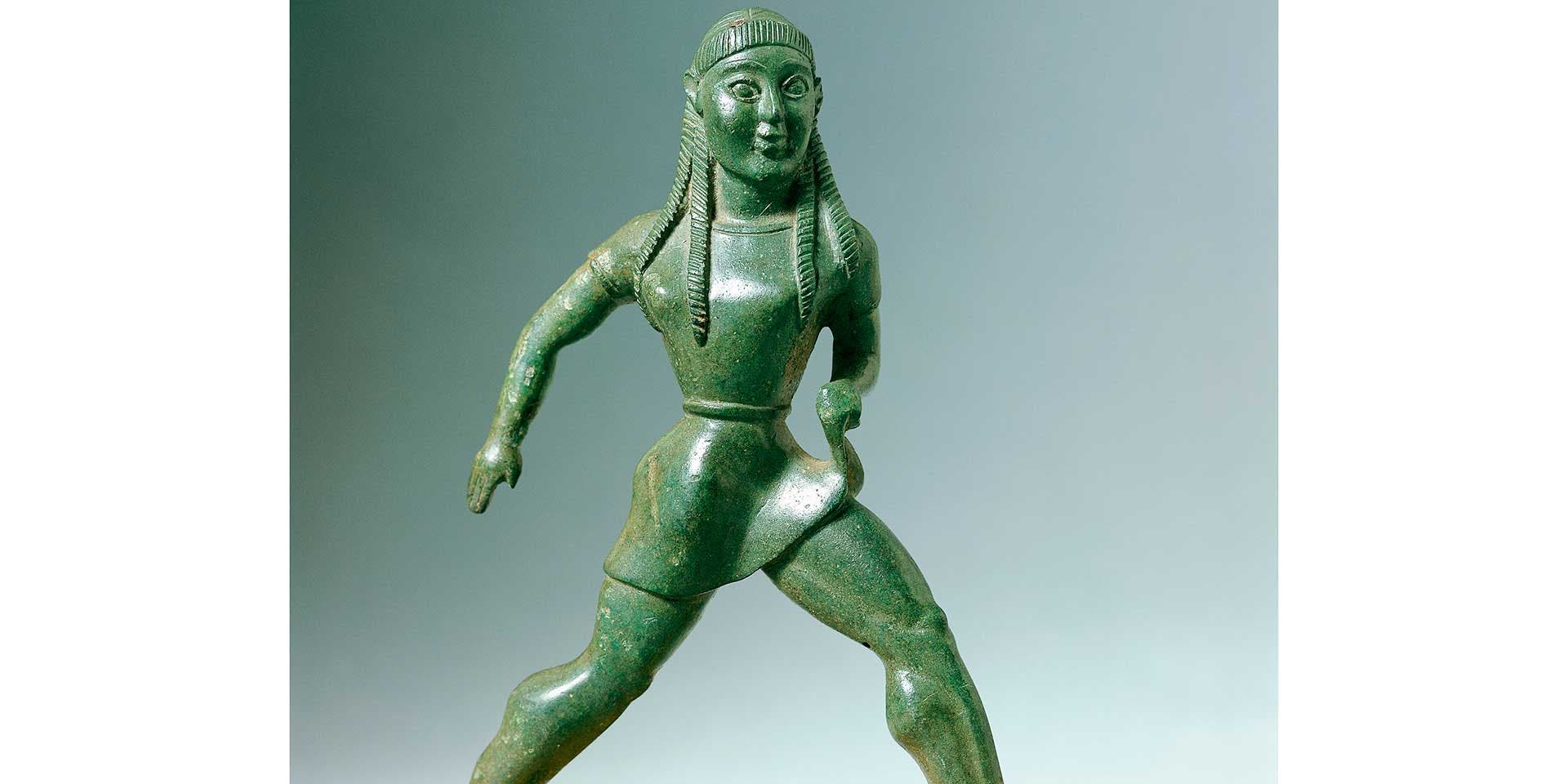 Greek civilization, bronze statue of child running